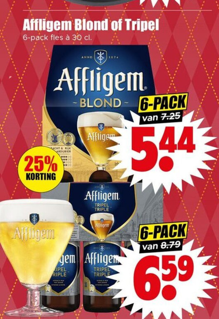 affligem speciaalbieren 6 25 30 blond tripel pack fles anno abdijbier triple folder aanbieding bij Dirk Affligem speciaalbier folder aanbieding bij Dirk - details