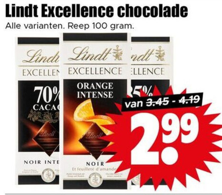 lindt chocolade 100 excellence reep linde excellent noir orange intense feuillet folder aanbieding bij Dirk Lindt chocolade folder aanbieding bij Dirk - details