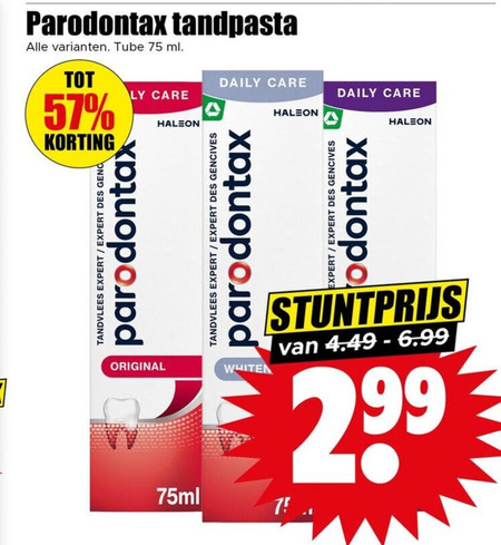 Paradontax   tandpasta folder aanbieding bij  Dirk - details