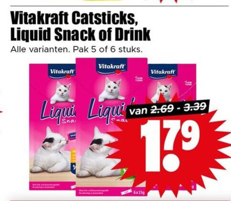 Vitakraft   kattensnacks folder aanbieding bij  Dirk - details