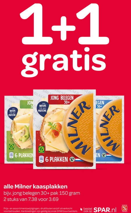 Milner   kaasplakken folder aanbieding bij  Spar - details