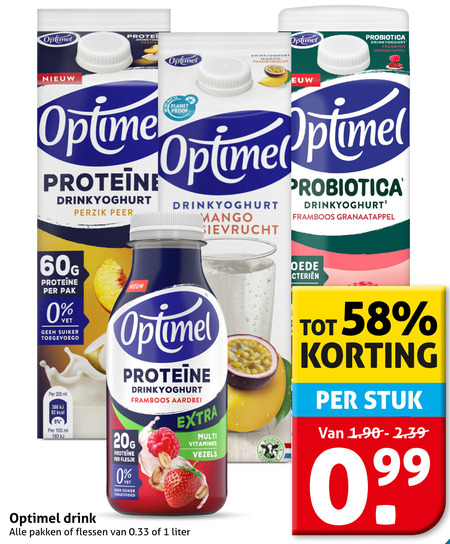 Optimel   drinkyoghurt folder aanbieding bij  Hoogvliet - details