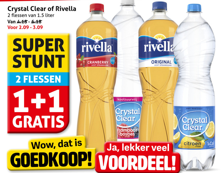 Crystal Clear   frisdrank, fruitdrank folder aanbieding bij  Hoogvliet - details
