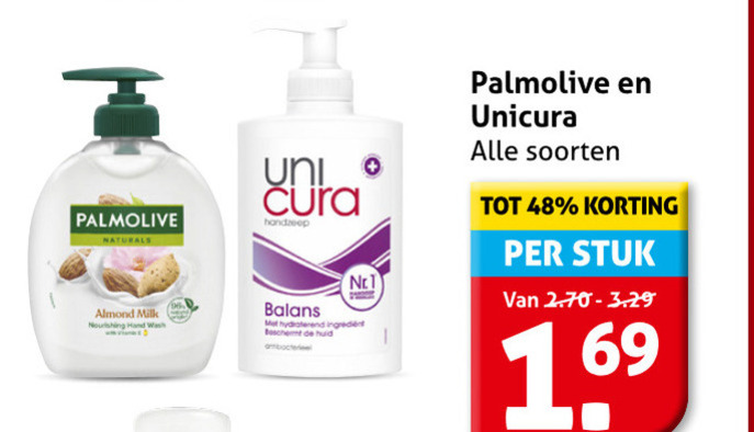 Unicura   handzeep folder aanbieding bij  Hoogvliet - details