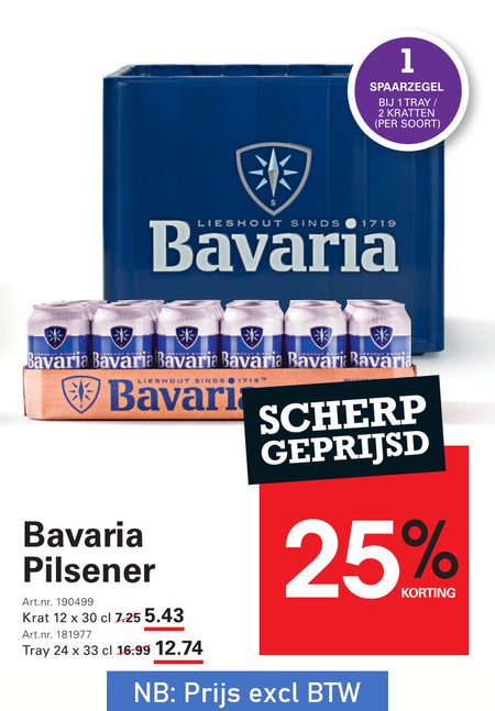 Bavaria   krat bier, blikje bier folder aanbieding bij  Sligro - details