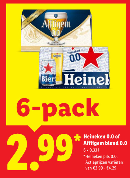 Heineken 0.0   blikje bier, alcoholvrij bier folder aanbieding bij  Lidl - details