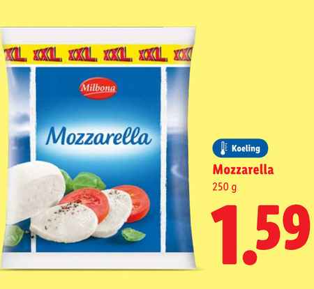 Milbona   mozzarella folder aanbieding bij  Lidl - details