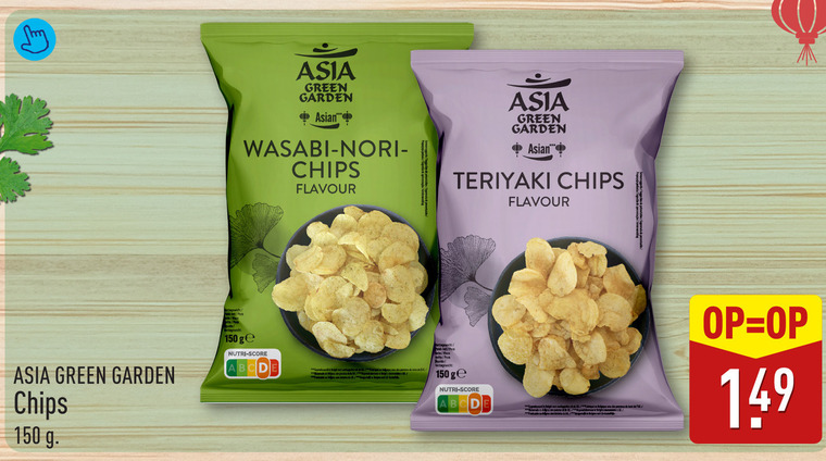 Asia Green Garden   chips folder aanbieding bij  Aldi - details