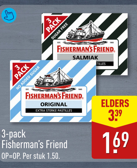 fishermans friend snoep 3 pack added sugar free salmiak original pastilles stuk elders folder aanbieding bij Aldi Fishermans Friend snoep folder aanbieding bij Aldi - details