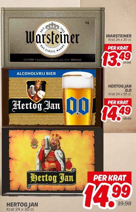 Warsteiner   krat bier, alcoholvrij bier folder aanbieding bij  Dekamarkt - details