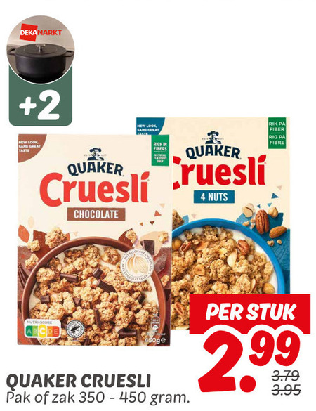 Quaker   cruesli folder aanbieding bij  Dekamarkt - details