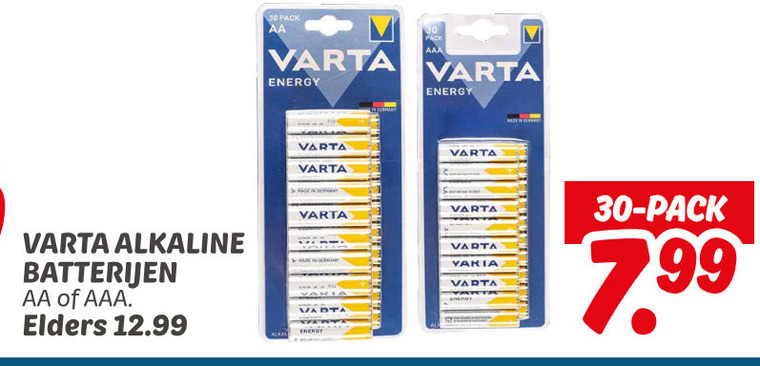 Varta   batterij folder aanbieding bij  Dekamarkt - details