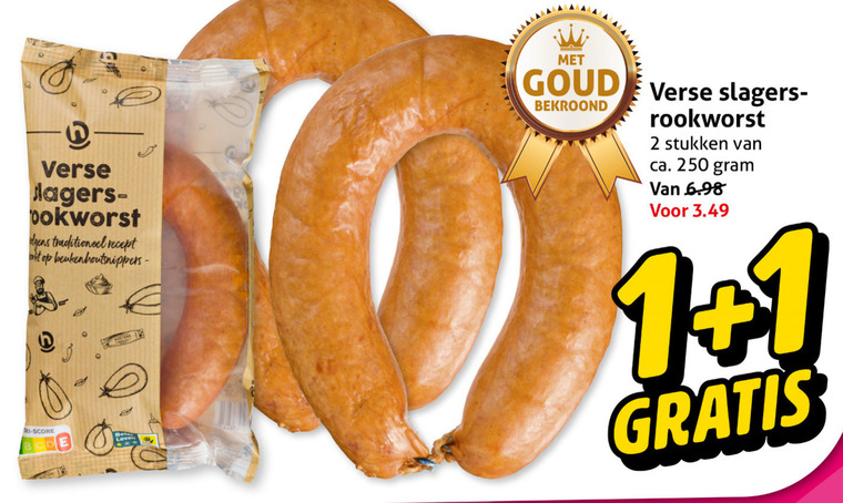 rookworst 1 2 250 verse traditioneel recept score goud slagers stukken ca. folder aanbieding bij Hoogvliet