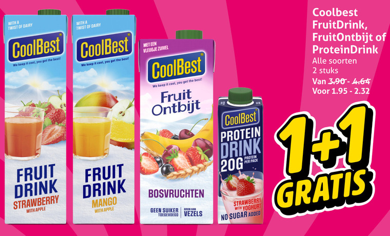 Coolbest   drinkyoghurt, vruchtensap folder aanbieding bij  Hoogvliet - details