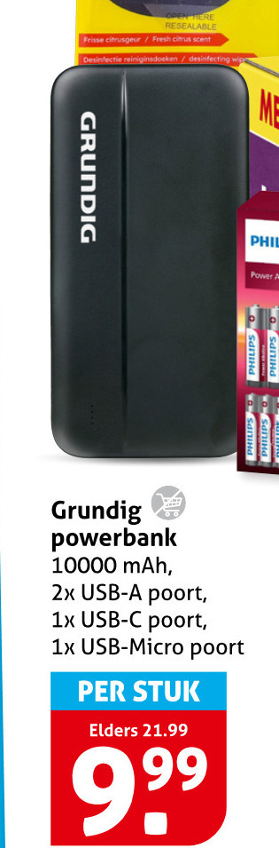 Grundig   oplaadbare accu folder aanbieding bij  Hoogvliet - details