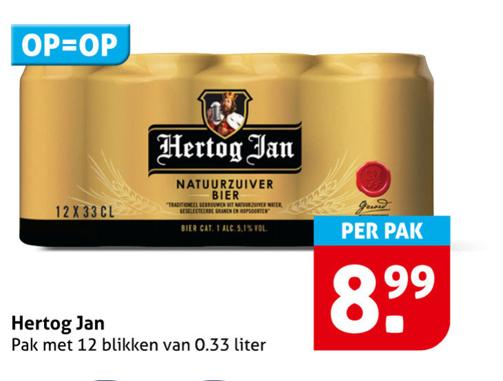 Hertog Jan   blikje bier folder aanbieding bij  Hoogvliet - details