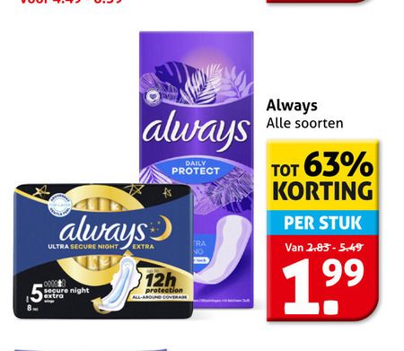 Always   inlegkruisjes, maandverband folder aanbieding bij  Hoogvliet - details
