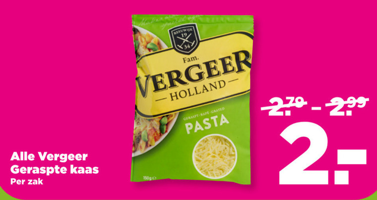 Vergeer   geraspte kaas folder aanbieding bij  Plus - details