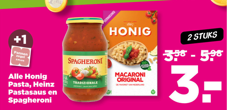 Honig   pasta, pastasaus folder aanbieding bij  Plus - details