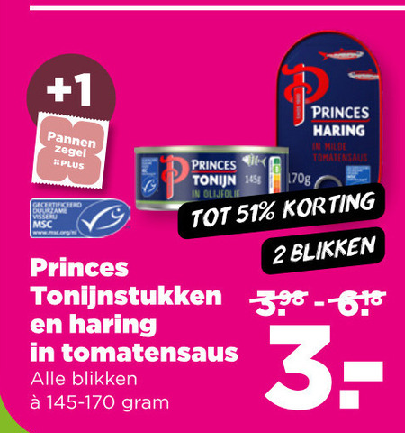 Princes   haring, tonijn in blik folder aanbieding bij  Plus - details