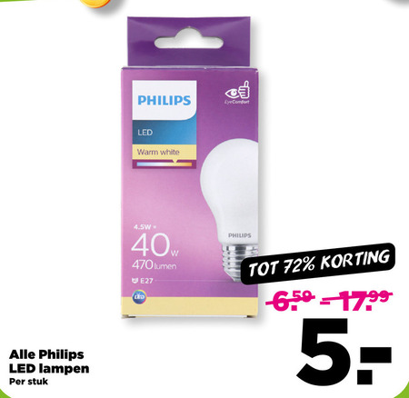 Philips   led lamp folder aanbieding bij  Plus - details