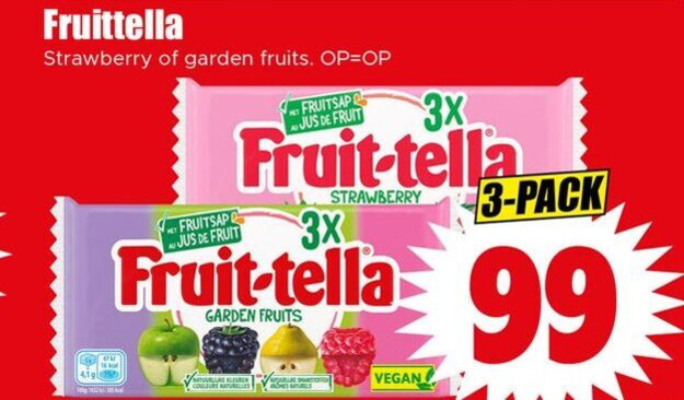 Fruit-Tella   snoep folder aanbieding bij  Dirk - details