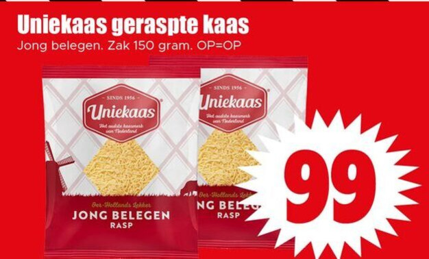 Uniekaas   geraspte kaas folder aanbieding bij  Dirk - details