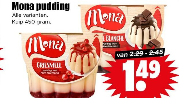 Mona   pudding folder aanbieding bij  Dirk - details