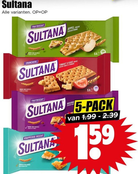 Sultana   fruitbiscuit folder aanbieding bij  Dirk - details