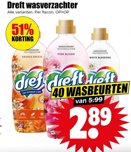 Dreft   wasverzachter folder aanbieding bij  Dirk - details