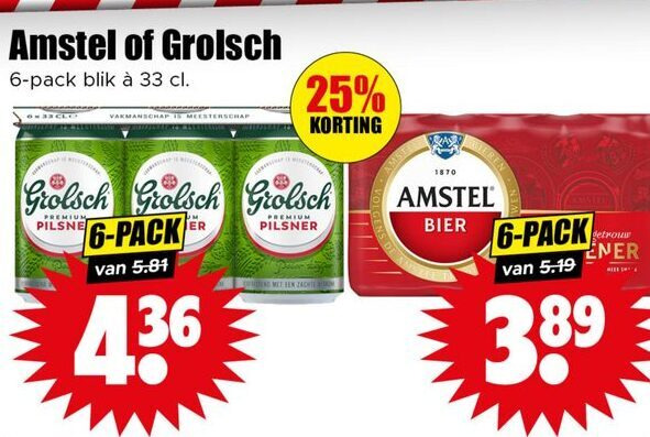 Amstel   blikje bier folder aanbieding bij  Dirk - details
