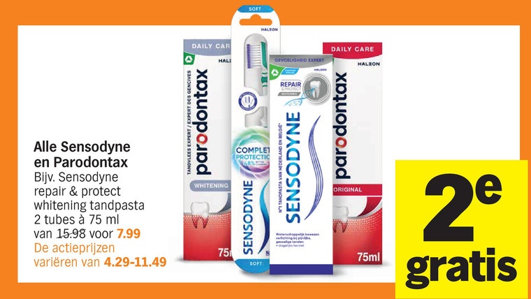 Sensodyne   tandpasta folder aanbieding bij  Albert&nbsp;Heijn - details