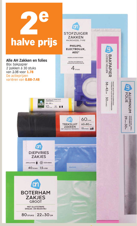 Albert Heijn Huismerk   pedaalemmerzakken, vershoudfolie folder aanbieding bij  Albert&nbsp;Heijn - details