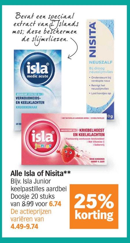 Isla   keelpastilles, neusspray folder aanbieding bij  Albert&nbsp;Heijn - details