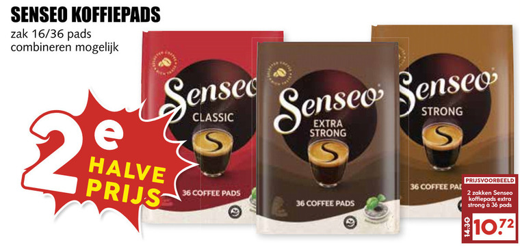 douwe egberts senseo koffiepads 2 36 zak 16 pads combineren halve classic coffee strong pal zakken folder aanbieding bij MCD Supermarkt Basis Douwe Egberts Senseo koffiepad folder aanbieding bij MCD Supermarkt Basis - details