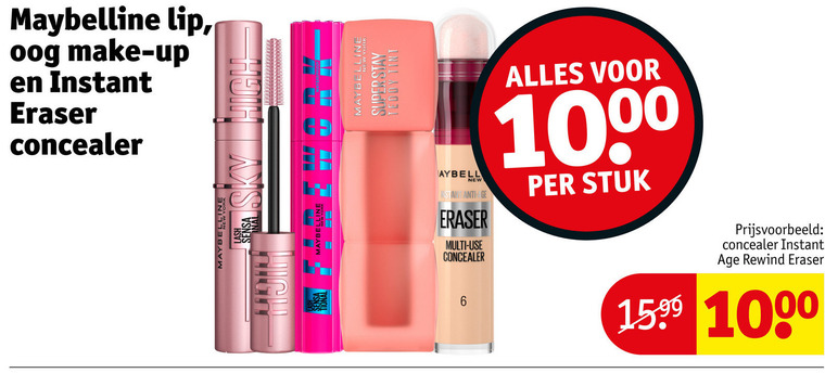 Maybelline   lipstick, mascara folder aanbieding bij  Kruidvat - details