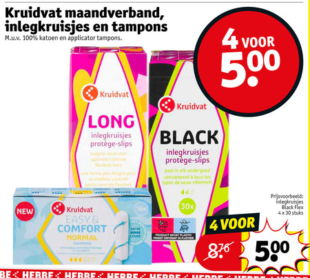 Kruidvat Huismerk   maandverband, tampons folder aanbieding bij  Kruidvat - details