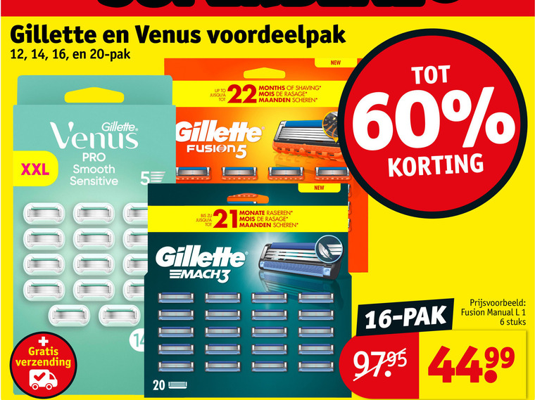 Gillette   scheermesjes folder aanbieding bij  Kruidvat - details