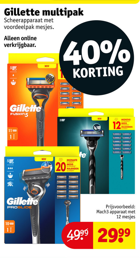Gillette   scheermesjes folder aanbieding bij  Kruidvat - details