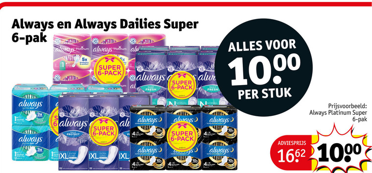 Always   maandverband, inlegkruisjes folder aanbieding bij  Kruidvat - details