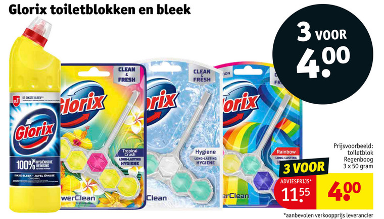 Glorix   bleekmiddel, toiletblok folder aanbieding bij  Kruidvat - details