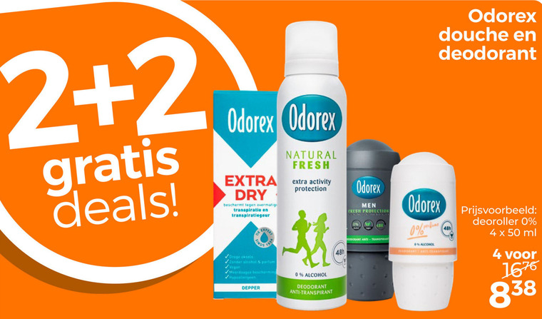 Odorex   douchegel, deodorant folder aanbieding bij  Trekpleister - details