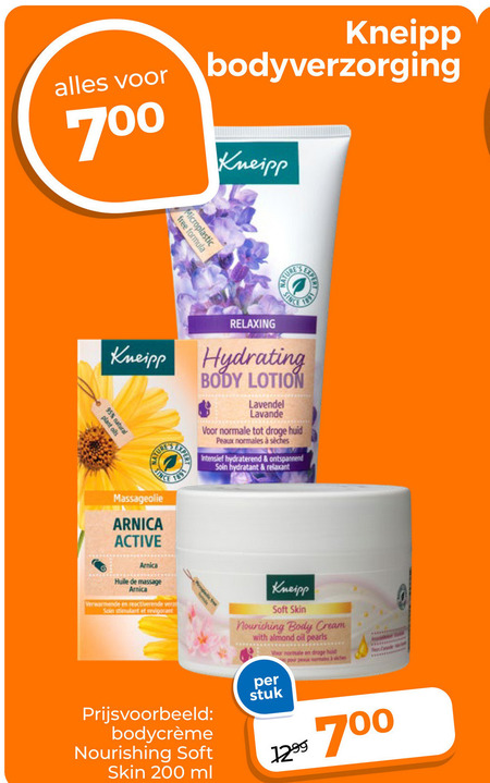 Kneipp   massageolie, bodylotion folder aanbieding bij  Trekpleister - details