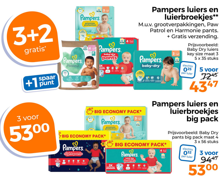 Pampers   luierbroekjes, luiers folder aanbieding bij  Trekpleister - details