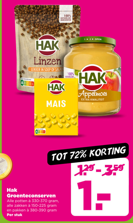 Hak   appelmoes, linzen folder aanbieding bij  Plus - details