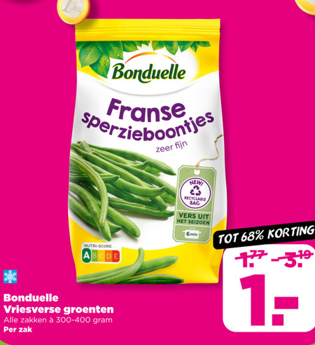 Bonduelle   diepvriesgroente folder aanbieding bij  Plus - details