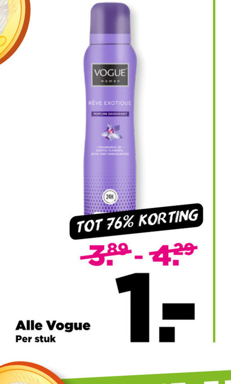 Vogue   deodorant folder aanbieding bij  Plus - details