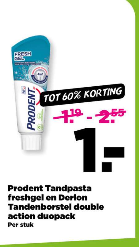 Derlon   tandenborstel, tandpasta folder aanbieding bij  Plus - details