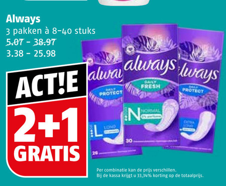 Always   maandverband, inlegkruisjes folder aanbieding bij  Poiesz - details
