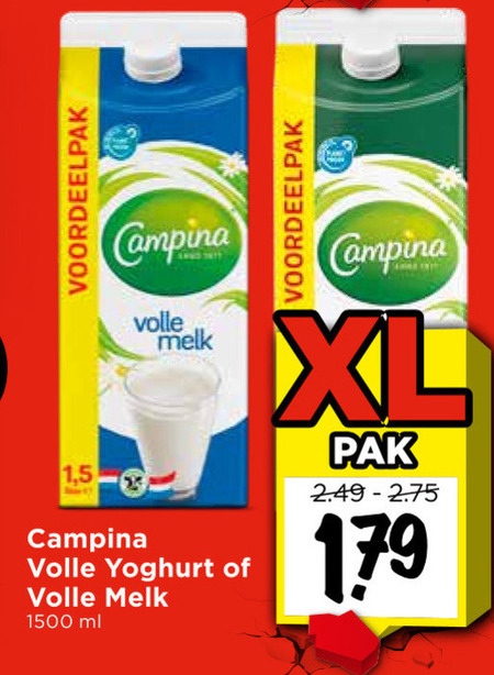 Campina   yoghurt, melk folder aanbieding bij  Vomar - details